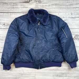 VTG Arctic Circle Puffer Jacket Men's XL Blue Bomber Insulated Coat Flight